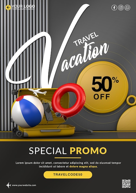 PSD travel vacation flyer template