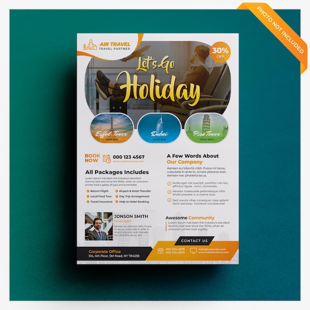 PSD travel and vacation flyer template