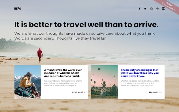 PSD travel vacation landing page hero