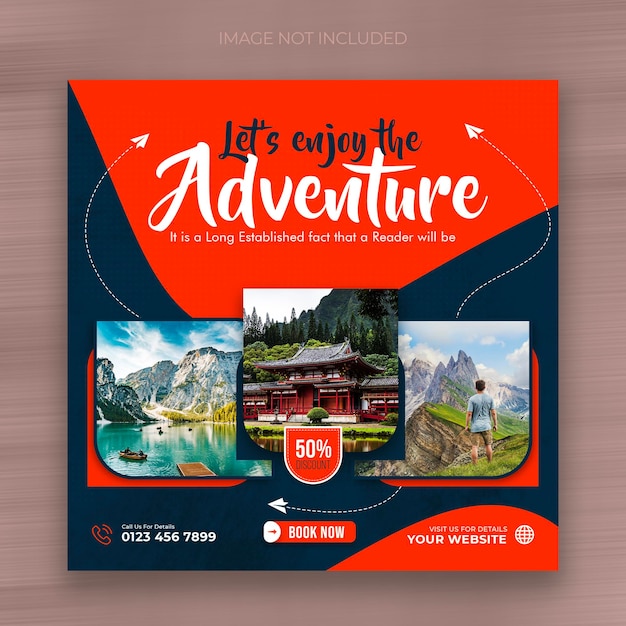 Travel vacation and tourism instagram and social media banner post template