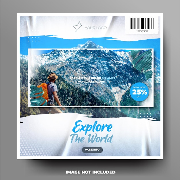 Travel the world holiday vacation  instagram poster banner