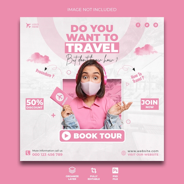 Travel the world social media post design