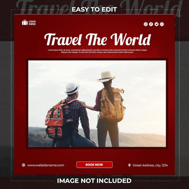 Travel the world social media post