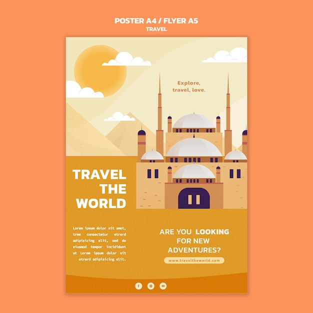 PSD travel the world vertical poster template