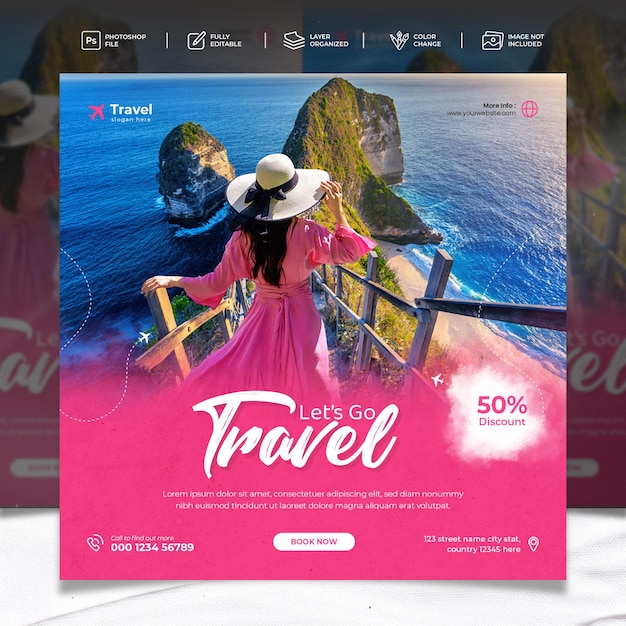 PSD travel your dream place instagram post design