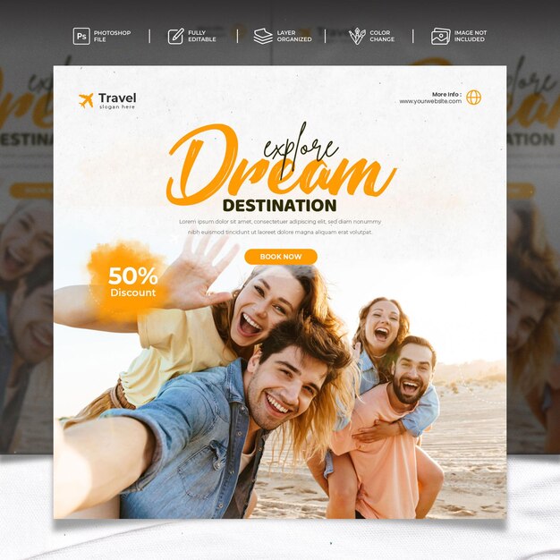 PSD travel your dream place instagram post design