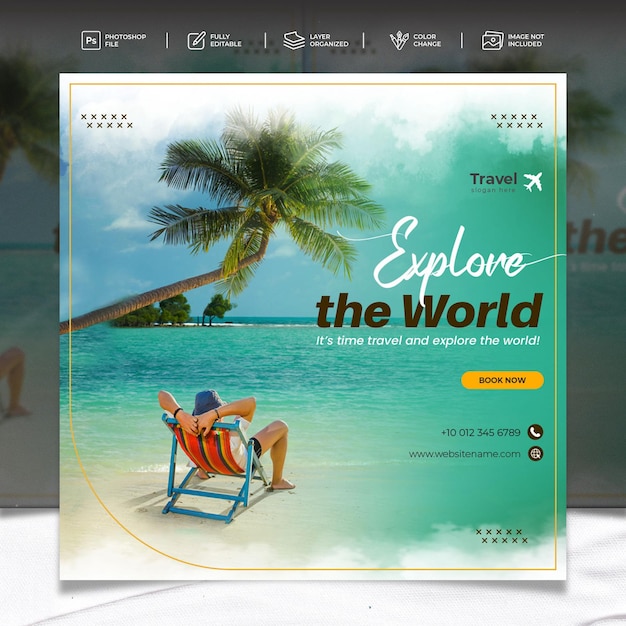 PSD travel your dream place instagram post design