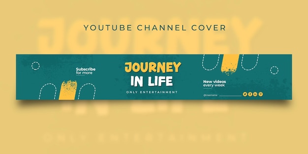 Copertina del canale youtube di viaggio, banner di intestazione di linkedin, banner di social media, modello premium psd