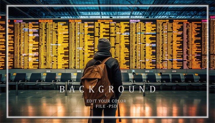 PSD traveler checking flight information at airport