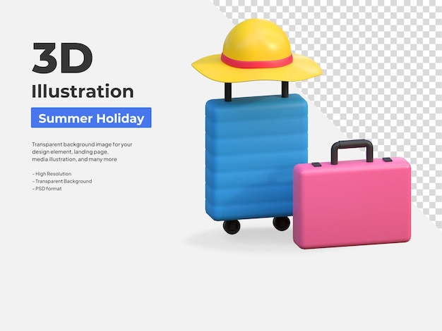 旅行者の荷物アイコン夏のビーチ ホリデー 3 d イラスト