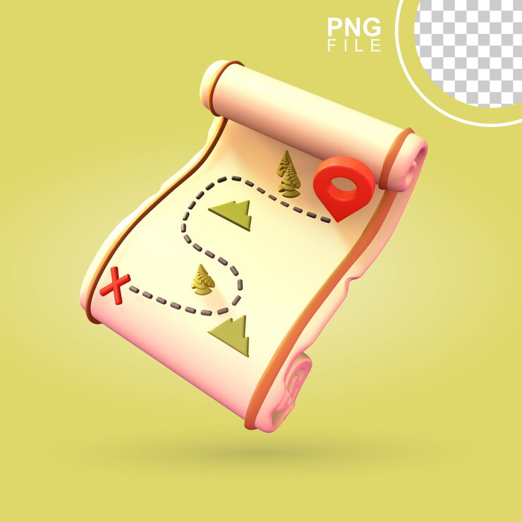PSD travelers guide 3d icon illustration of a map for exciting adventures