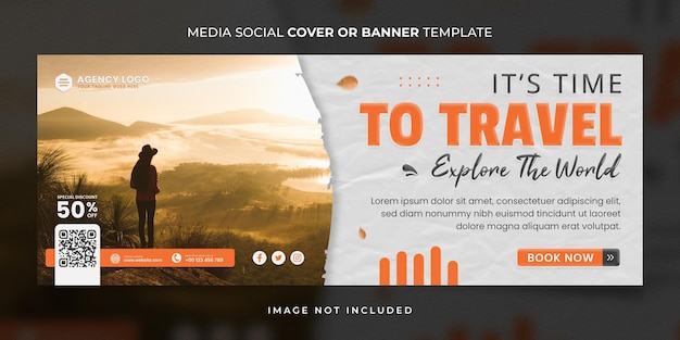 PSD traveling agency social media cover or banner template