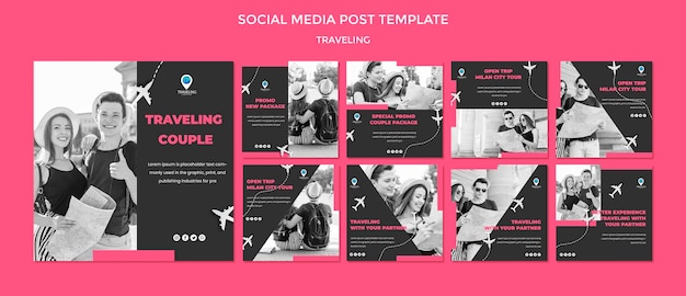 PSD traveling concept social media post template