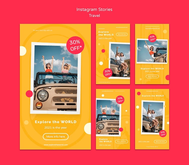 Modelli di storie di instagram in viaggio