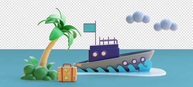 Traveling item 3d rendering with editable background