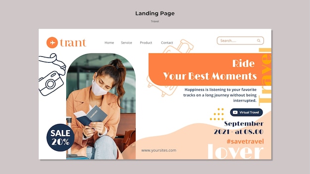 Traveling landing page template