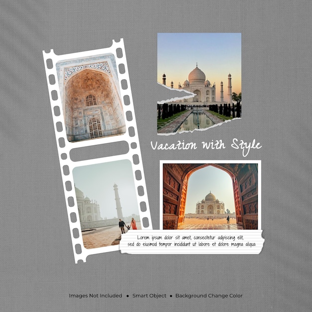 Traveling photo frame set mockup moodboard