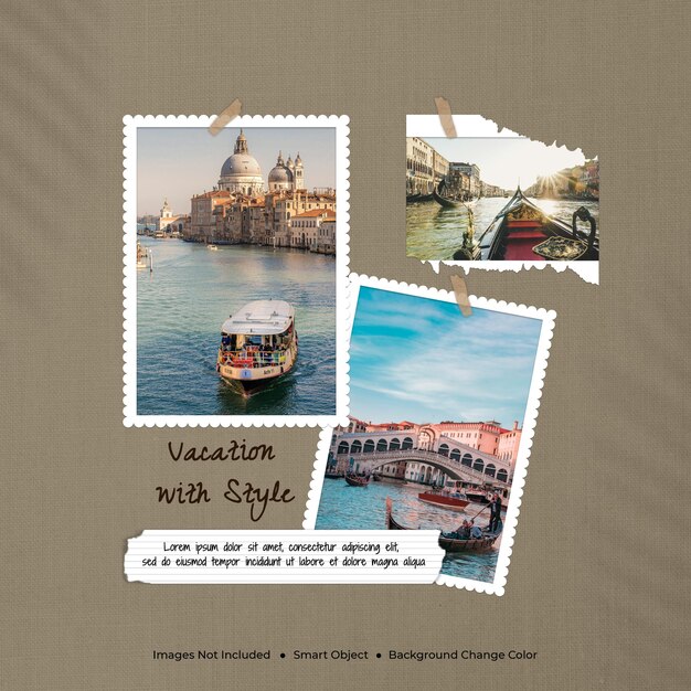 Traveling photo frame set mockup moodboard