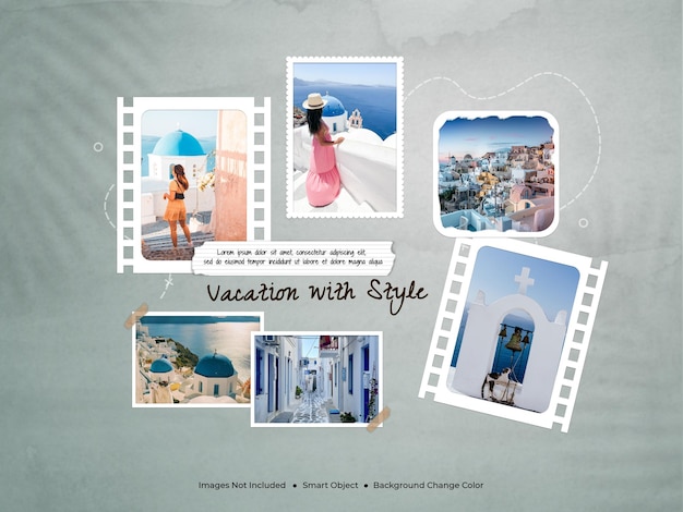 PSD cornice fotografica itinerante set mockup moodboard