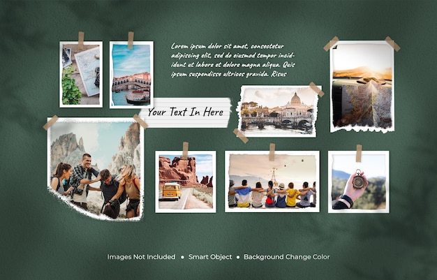 traveling photo frame set mood board mockup