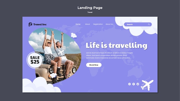 Traveling sale landing page template