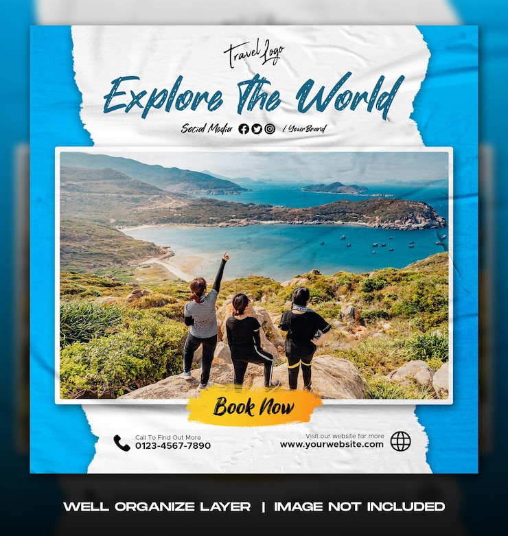 PSD traveling social media banner posts template