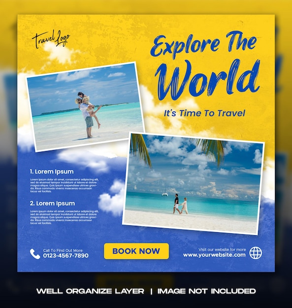 Traveling social media banner posts template