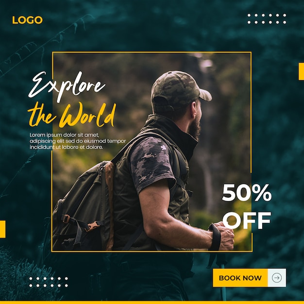 PSD traveling social media banner template