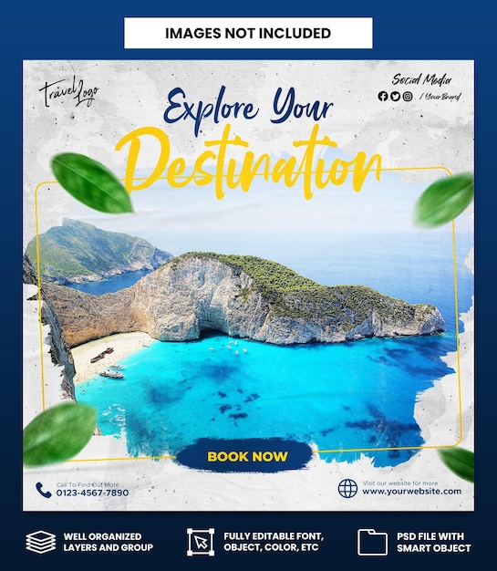 Traveling social media instagram banner posts template