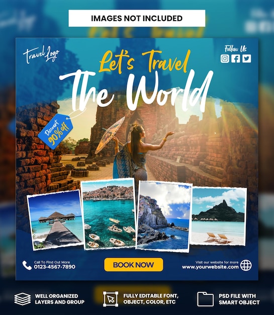 PSD traveling social media instagram banner posts template