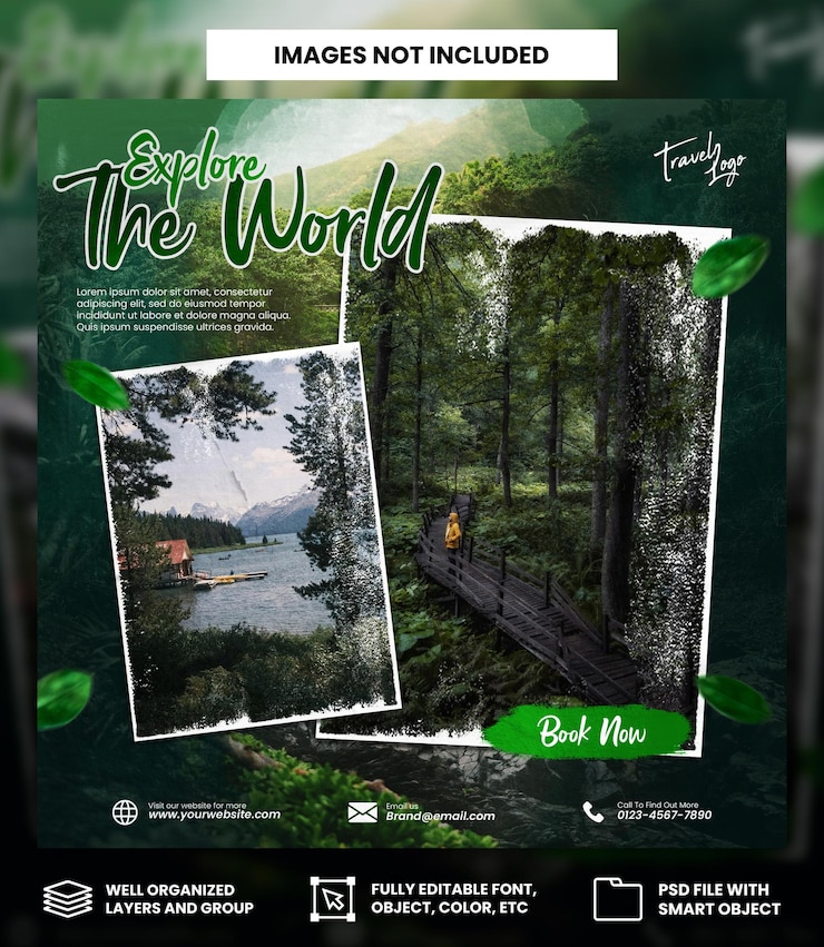 PSD traveling social media instagram banner posts template