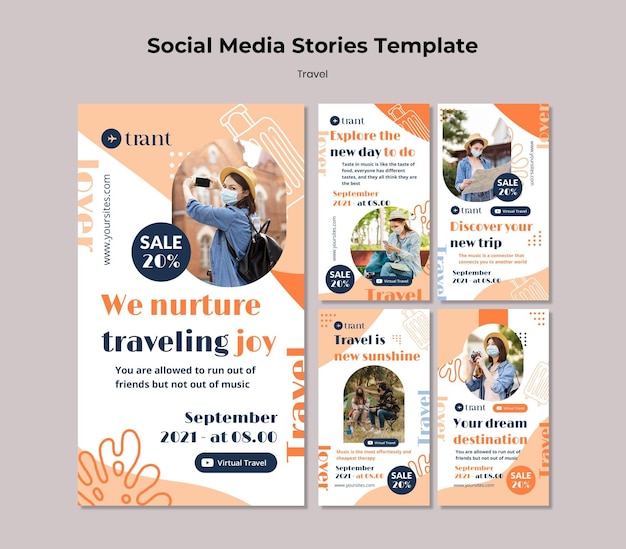 traveling social media story templates