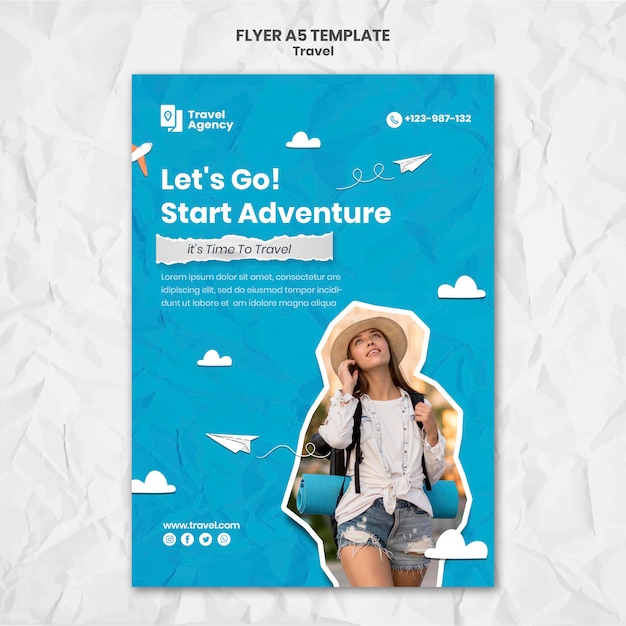 PSD traveling vertical flyer template with photo