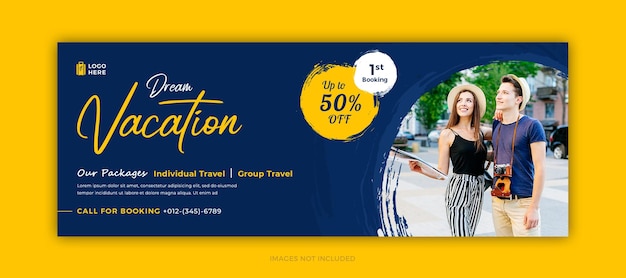 PSD traveling world facebook cover and social media vacation web banner template