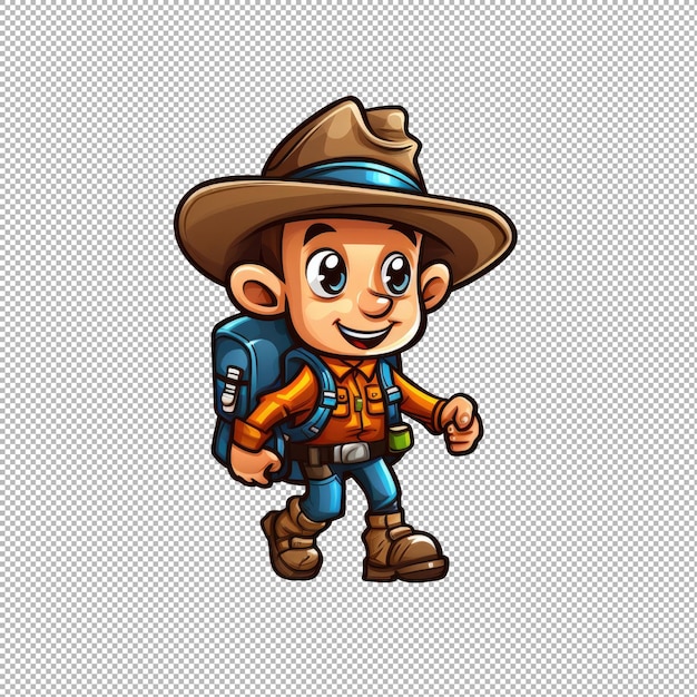 PSD traveller mascot isolated on transparent background