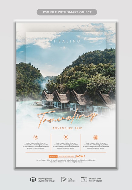 travelling poster template with photo