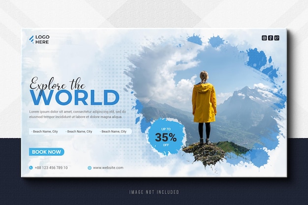 Travels web banner for social media template and instagram post