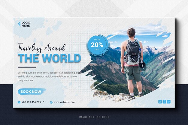 PSD travels web banner for social media template and instagram post