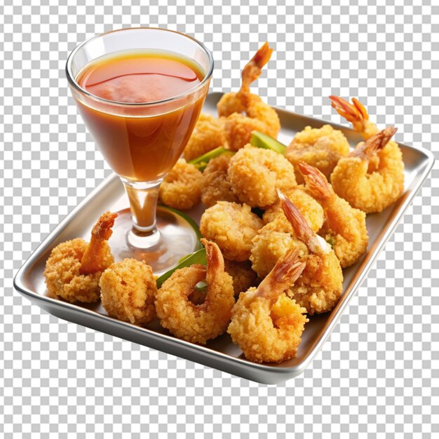 Tray of crispy fried shrimp