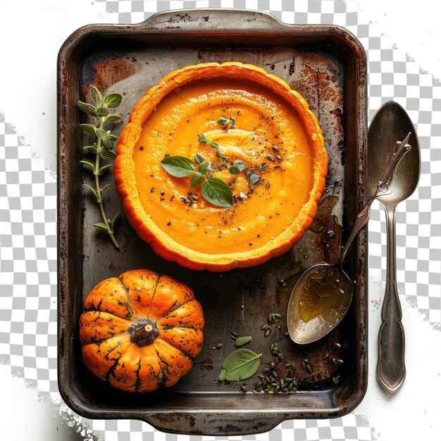 PSD a tray of food that has a pumpkin on it