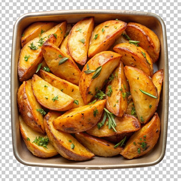 PSD tray of golden brown potato