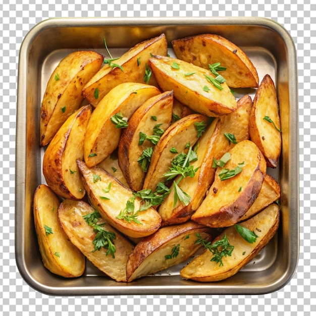PSD tray of golden brown potato