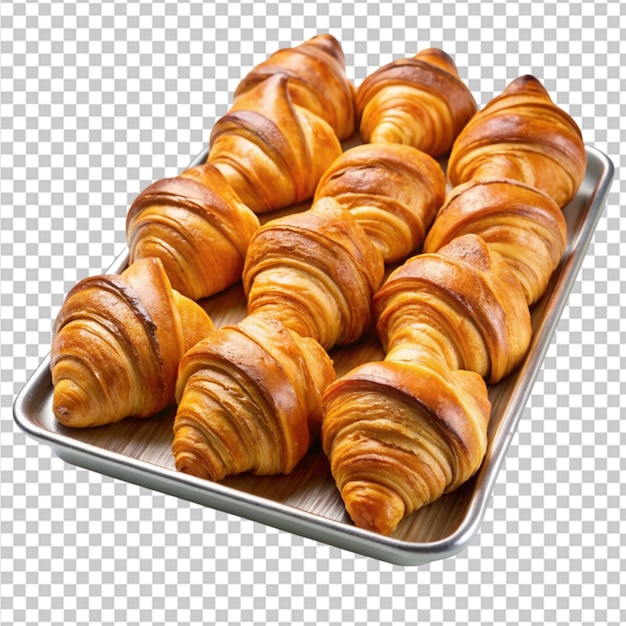 PSD tray of golden croissants