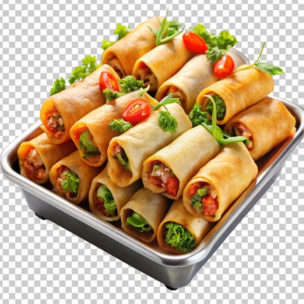 PSD tray of crispy spring rolls