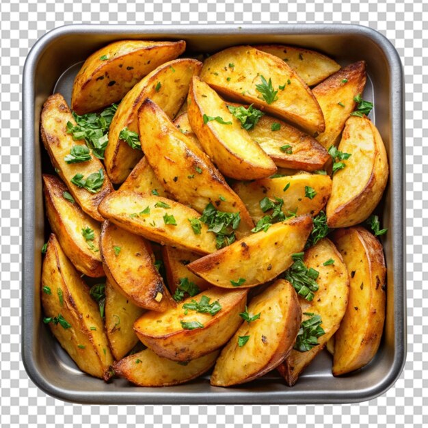 PSD tray of golden brown potato