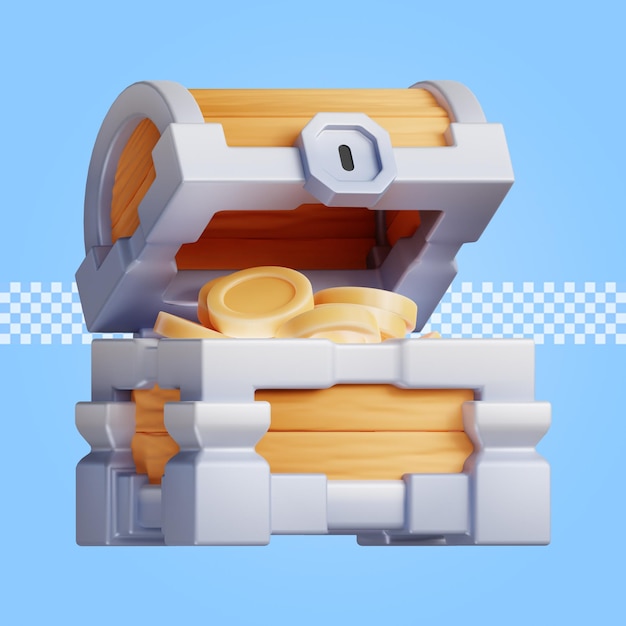 Treasure box icon 3d render isolated premium psd