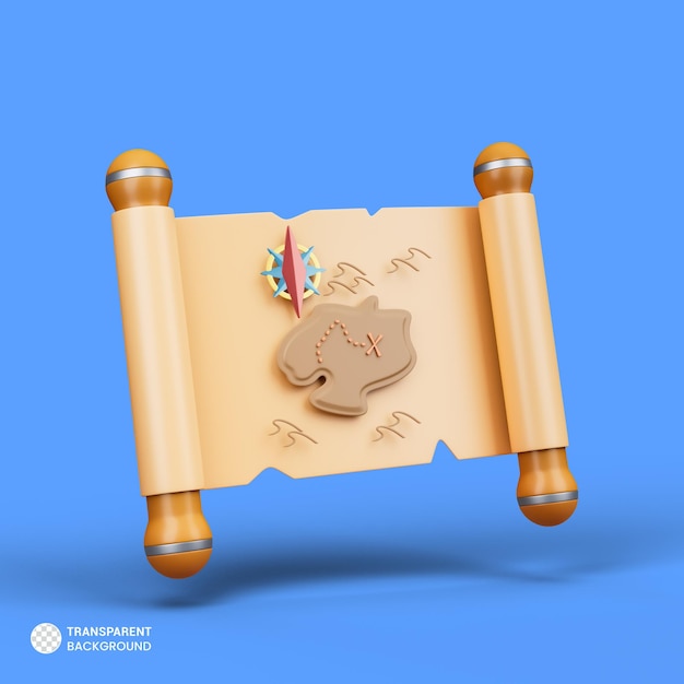 Treasure navigation map icon isolated 3d render illustration