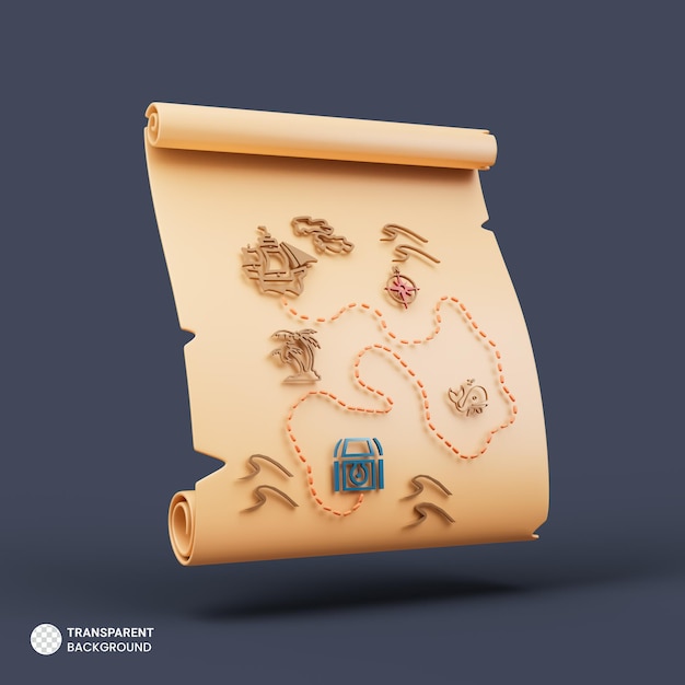 PSD treasure navigation map icon isolated 3d render illustration