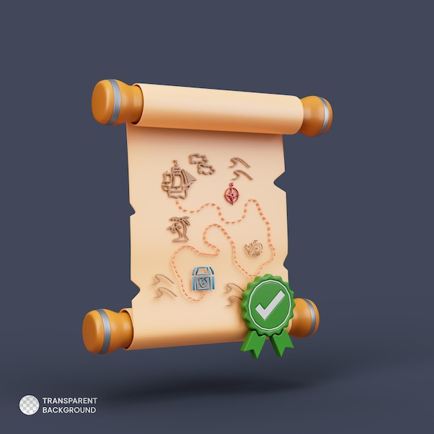 PSD treasure navigation map icon isolated 3d render illustration