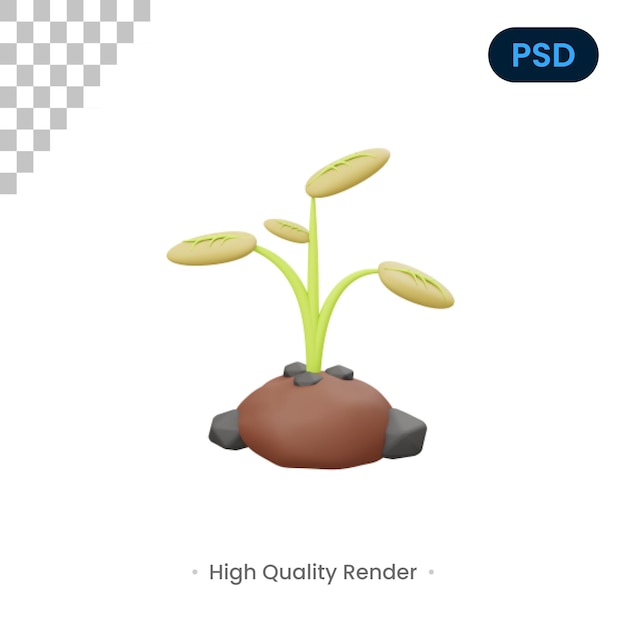 ツリー3DレンダリングイラストプレミアムPsd